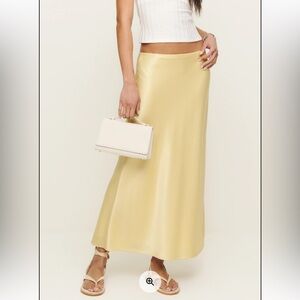 Reformation Layla Silk Skirt in Sugar